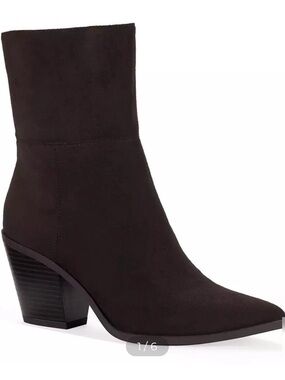 Wild Pair LENNONNF Pointed Toe Mid-Heel Ankle Boots in Dark Brown